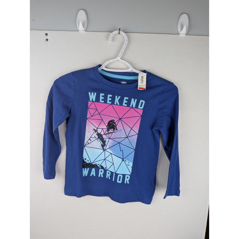 Old Navy Kids Boys Blue Long Sleeve Snowboard Graphic T Shirt Size XS 5